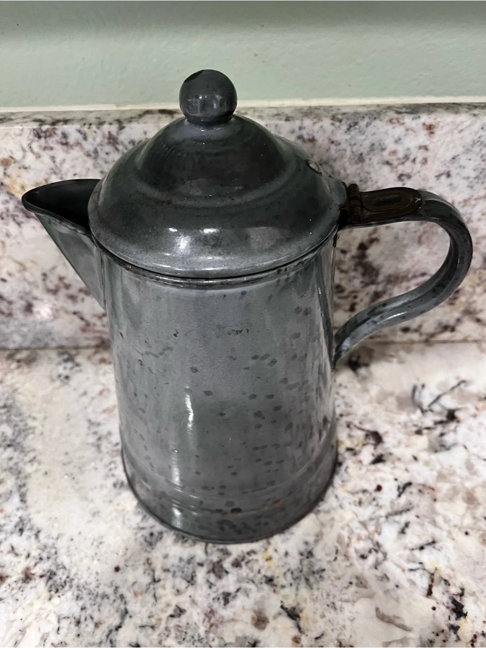 Gray Speckled Enamel Coffee Pot - Vintage-Style Kitchen Pitcher